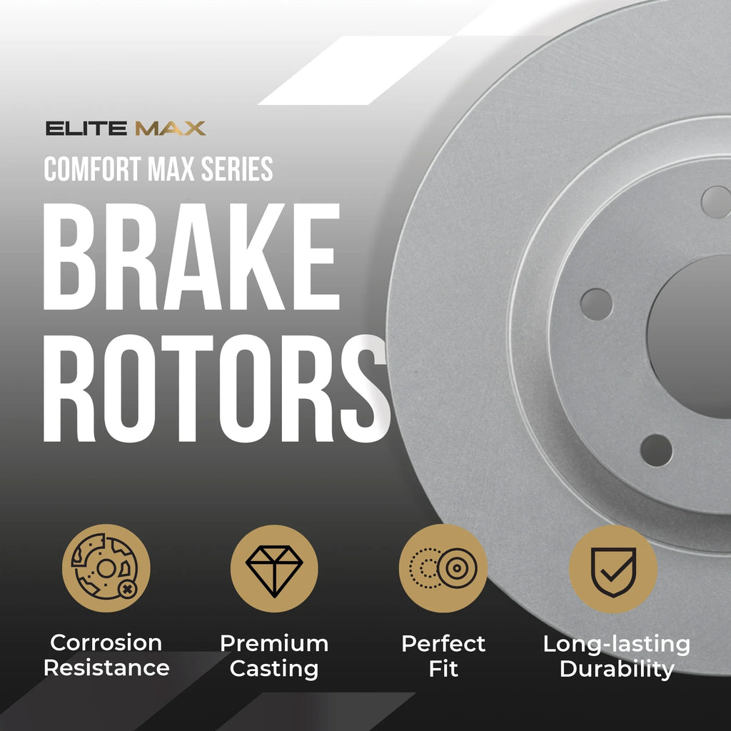 Max Advanced Brakes - Brake Kit for 2018-2020 Chevy Traverse Blazer Buick Enclave FWD 2017-2020 GMC Acadia Front and Rear Replacement Cross Drilled Disc Brake Rotors and Ceramic Brake Pads