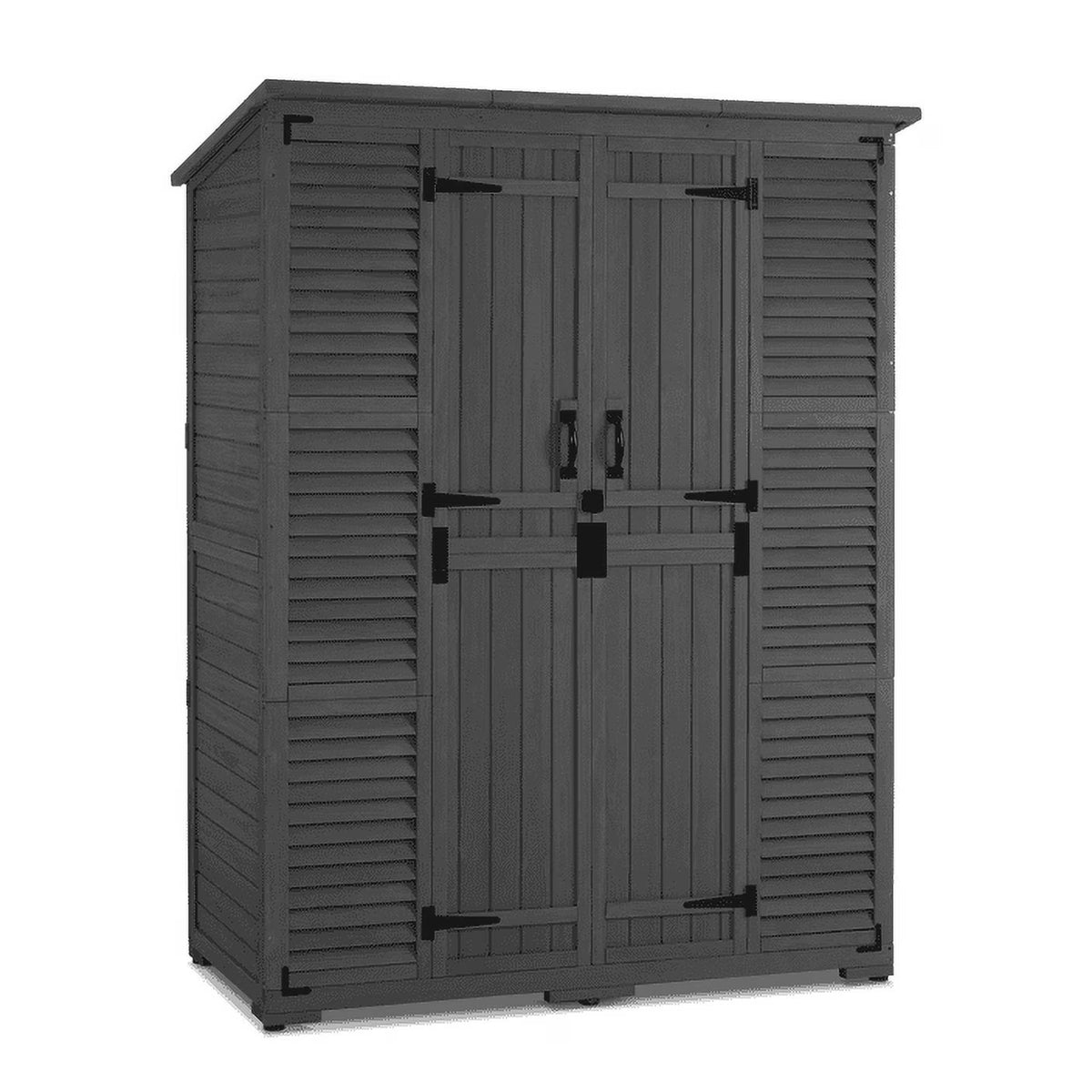 MCombo Large Outdoor Storage Shed with 6 Shelves, Outside Tool Wooden Storage Cabinet, 1738