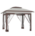 12' x 12' Pop Up Canopy Tent with Netting and Carry Bag, Instant Sun Shelter with 137 sq.ft Shade, Beige and Brown