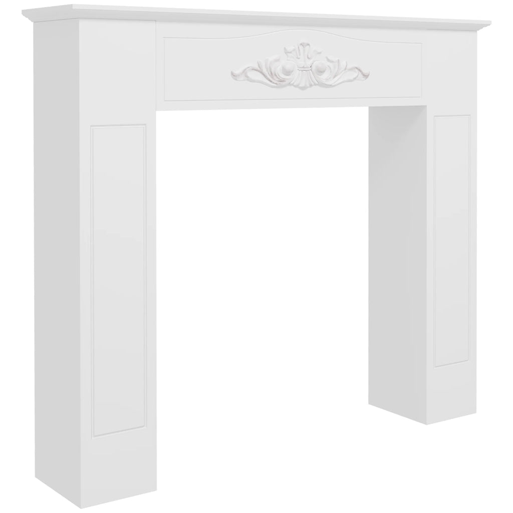 HOMCOM 44.75 Inch Fir Wood Fireplace Mantel Stove Surround, Freestanding Electric Fireplace Mantel, White