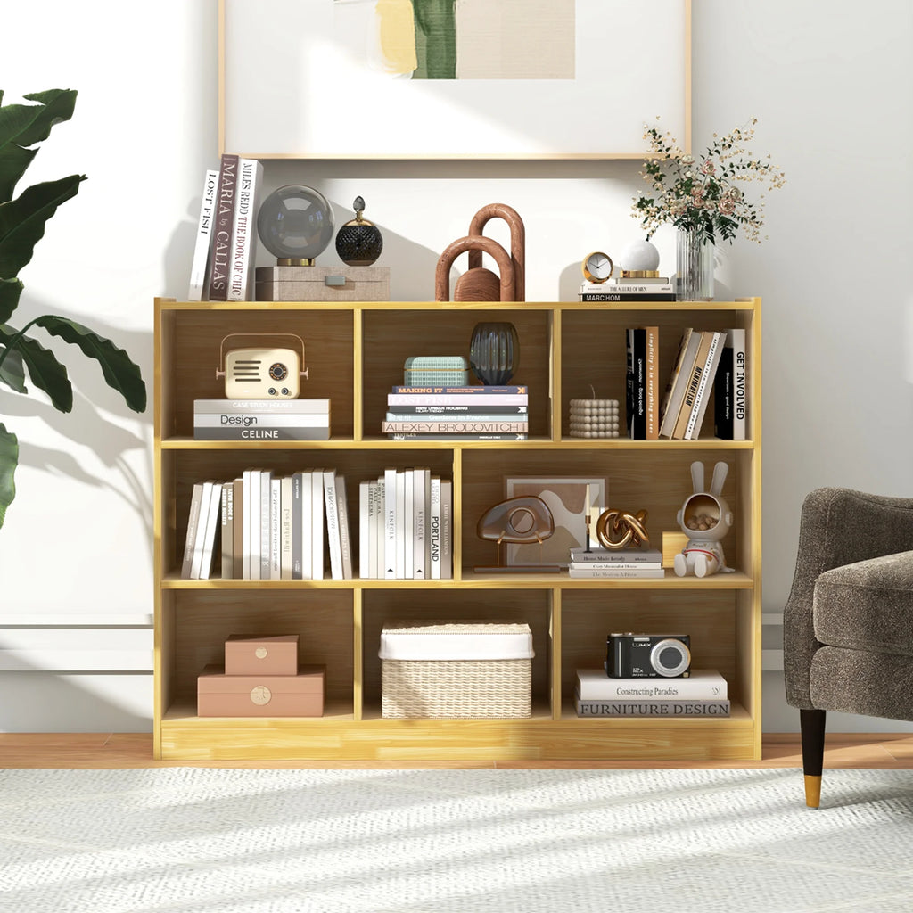 Costway 3-tier Open Bookcase 8-Cube Floor Standing Storage Shelves Display Cabinet White
