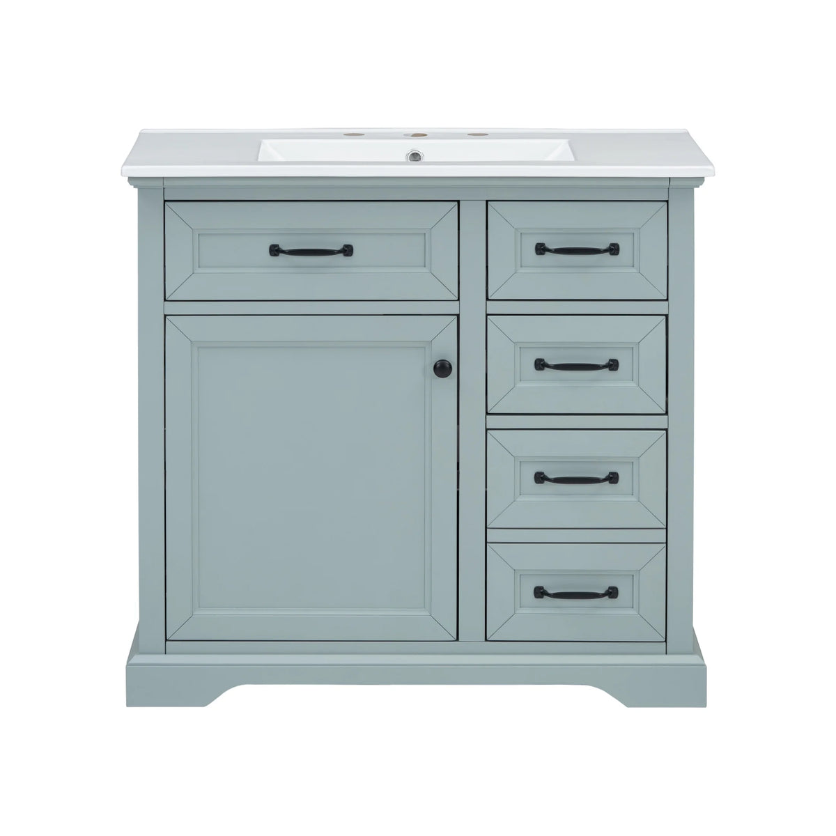 Christopher Knight Home 36" Bathroom Vanity with Sink, Tip-out Drawers, Soft-Close Doors, Grey