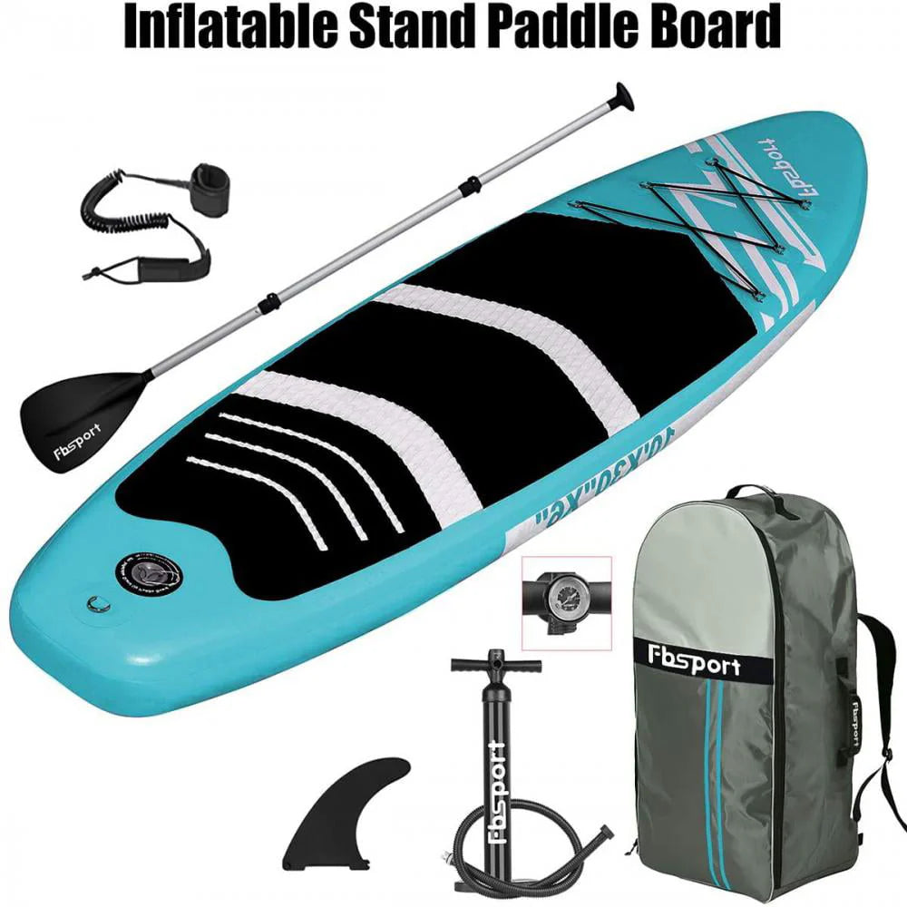 Fbsport 11ft Inflatable Paddle Board SUP, 6'' Thick W/Paddling Fins Pump & Accessories Pack, Lake Blue