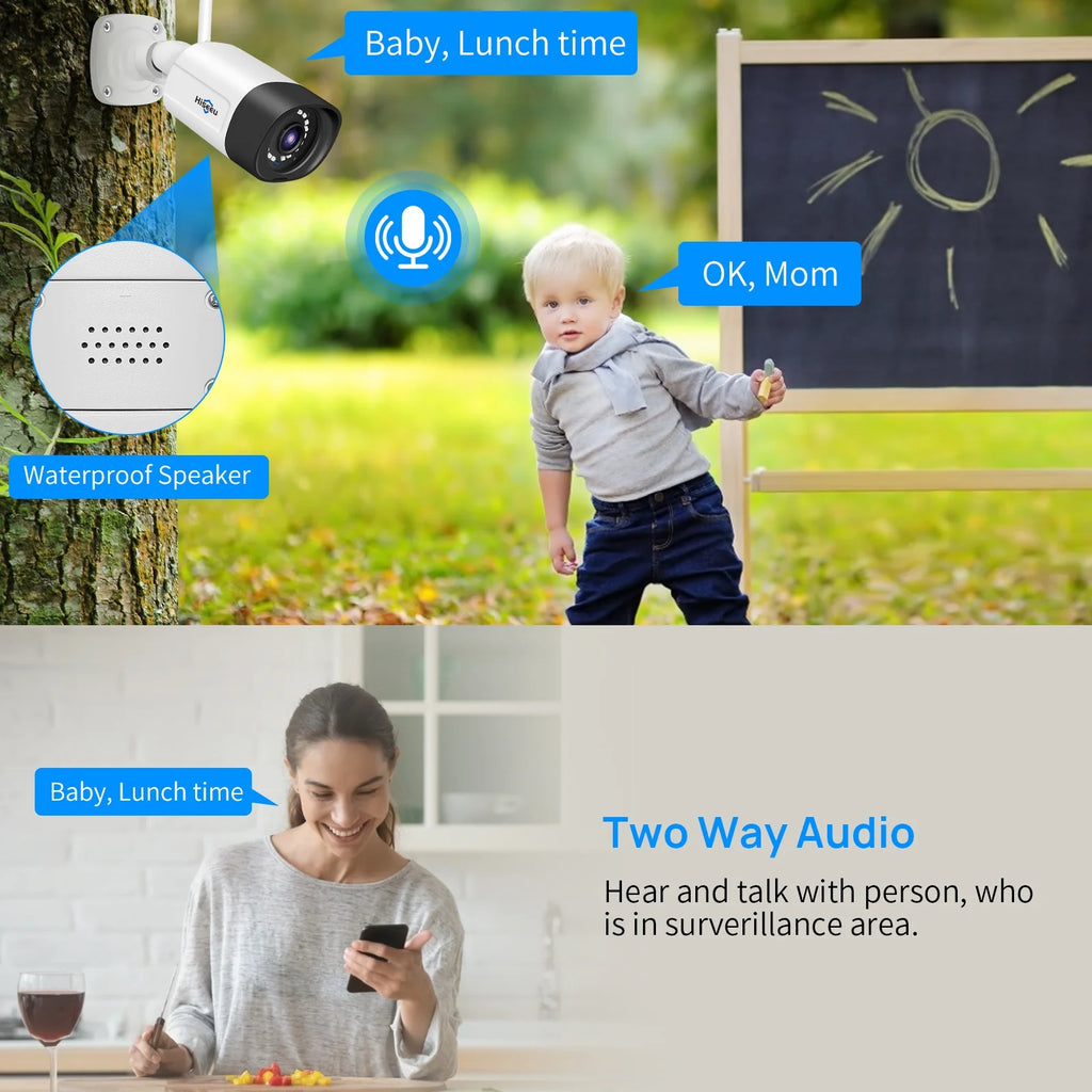 Hiseeu Wireless Security System w/ 4 Cameras, 2 Way Audio, & 1TB Hard Drive