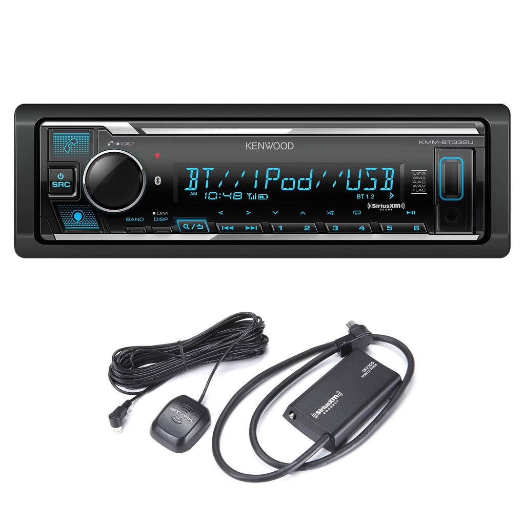 Kenwood KMM-BT332U Bluetooth USB Media Receiver with Alexa, Single DIN, Sirius XM Tuner Kit