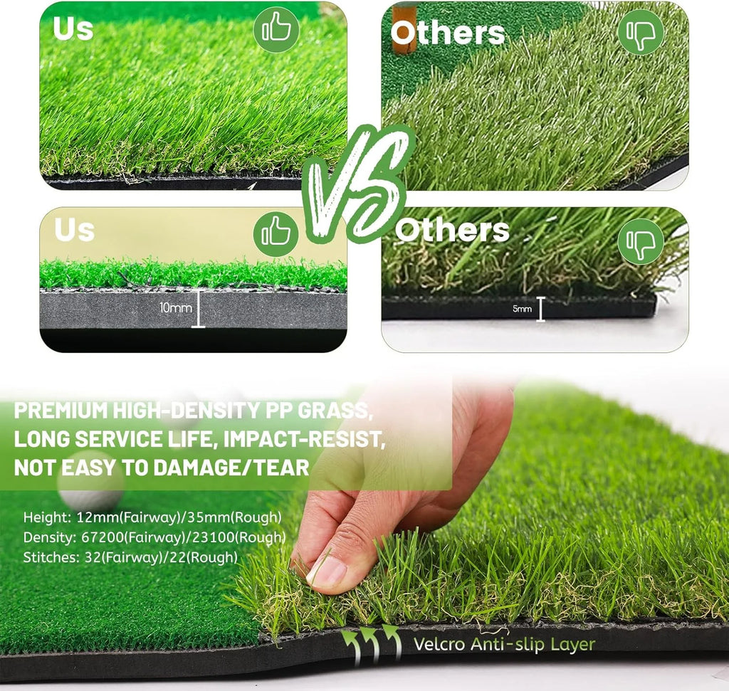 WFUN 5x4ft Hitting Thickened Artificial Turf Practice Golf Mat for Outdoor & Indoor, Gifts for Men/Golfers