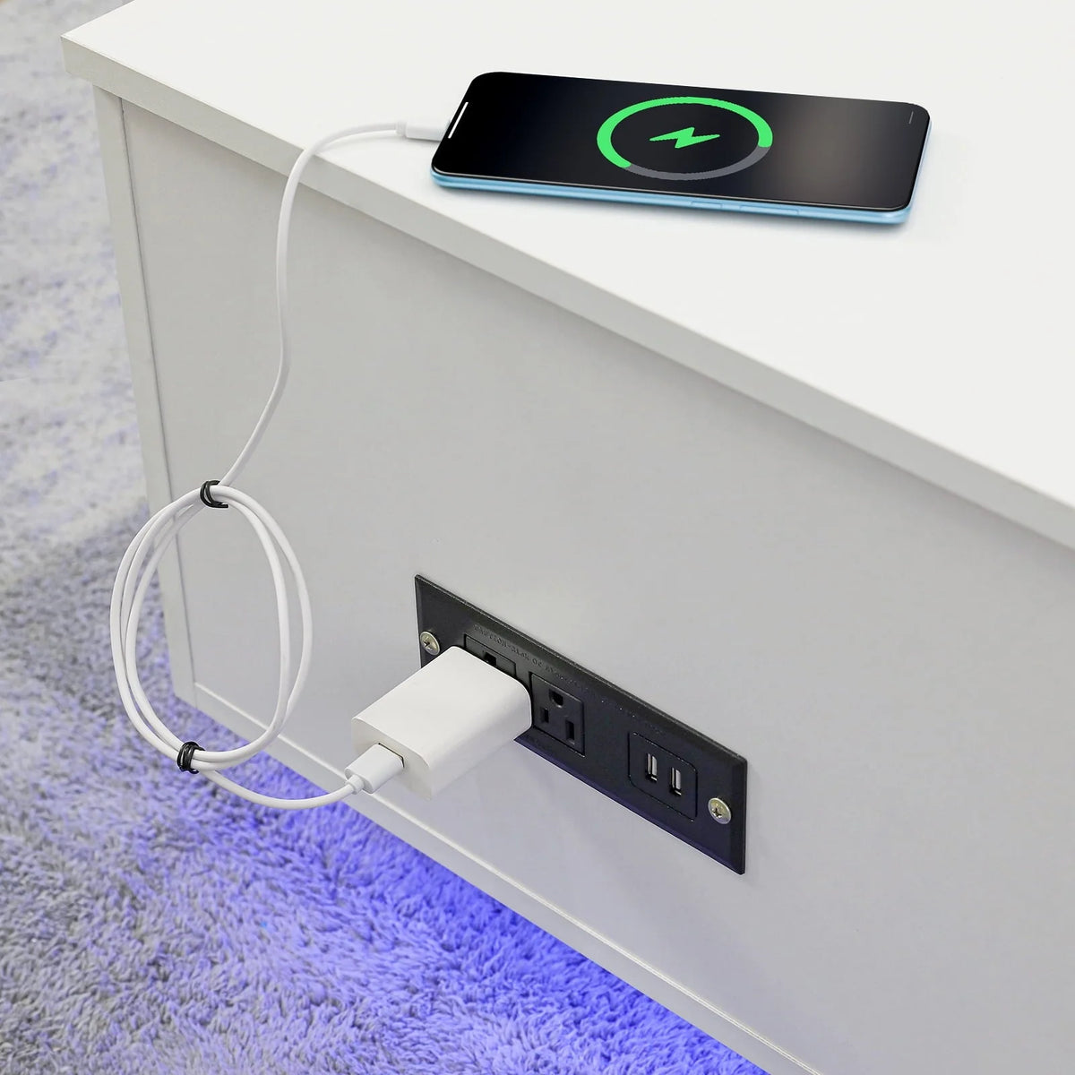 LED Coffee Table Lift Top End Table with with Charging Station and Storage Space Modern Rectangle Cocktail Tables Sofa Side Dining Table