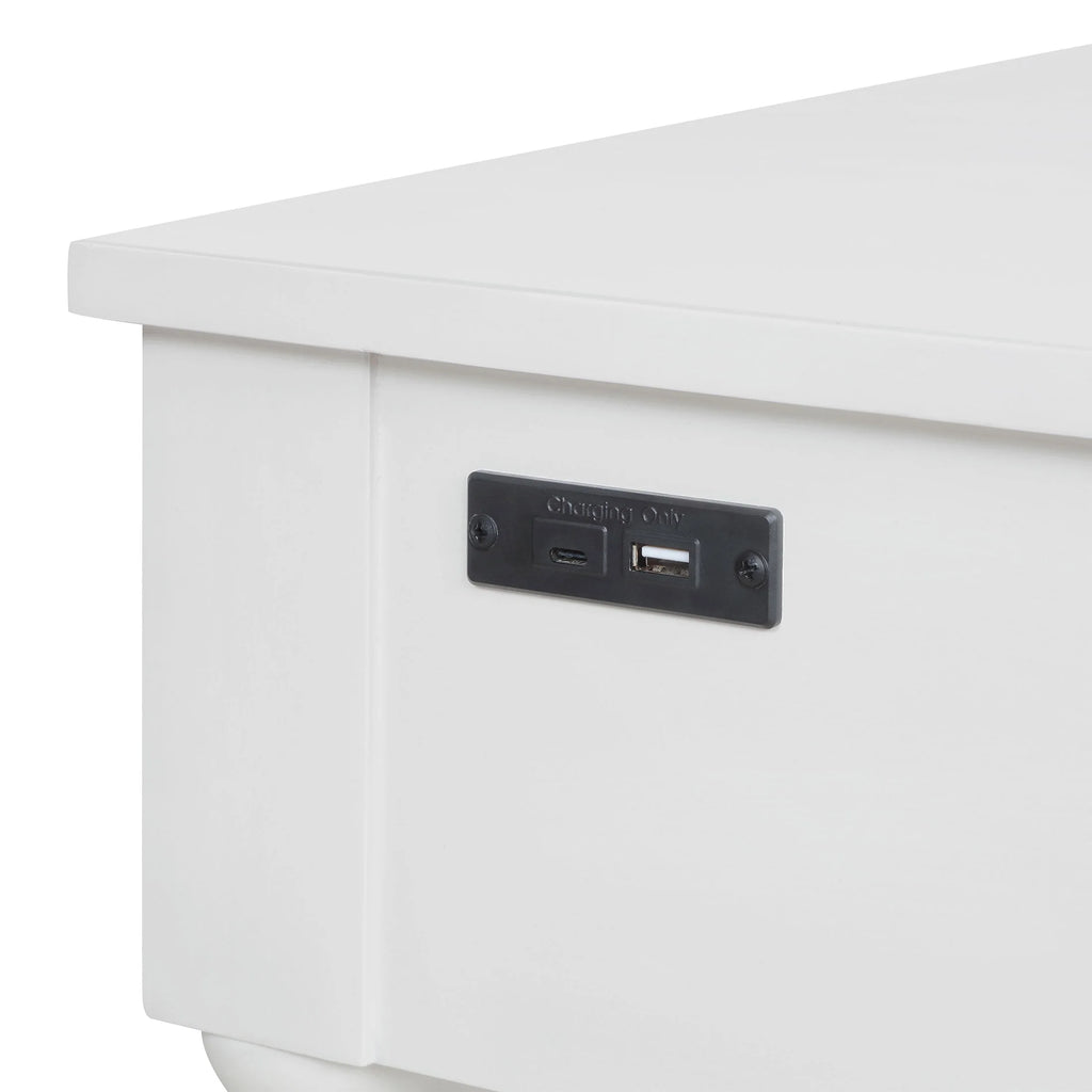 Pioneer Woman Harper Spindle Nightstand with USB Charging Ports, Adults and Teens, White Finish