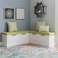 Pemberly Row Natural White Wood Nook With Green Polyester Fabric Cushions