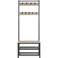 Renwick Metal Hall Tree with Shoe Shelves & Movable Hooks, Gray