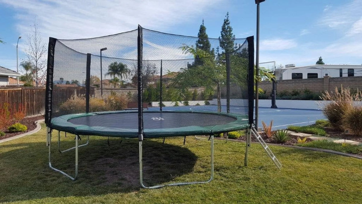 Galactic Xtreme 10x17 FT Outdoor Rectangle Trampoline with Net Enclosure 750Lbs Heavy Weight Jumping Capacity - Outdoor Gymnastics Trampolines for Adults and Kids