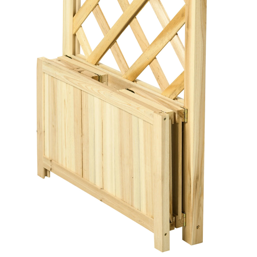 CAMSCH 85'' Premium Outdoor Wooden Arbor Arch with Trellis, Straight top, Pergola Arch for Climbing Plants, Wood Garden Yard Lattice, Wedding Arch for Ceremony, 63''(L) x 26''(W) x 85''(H)