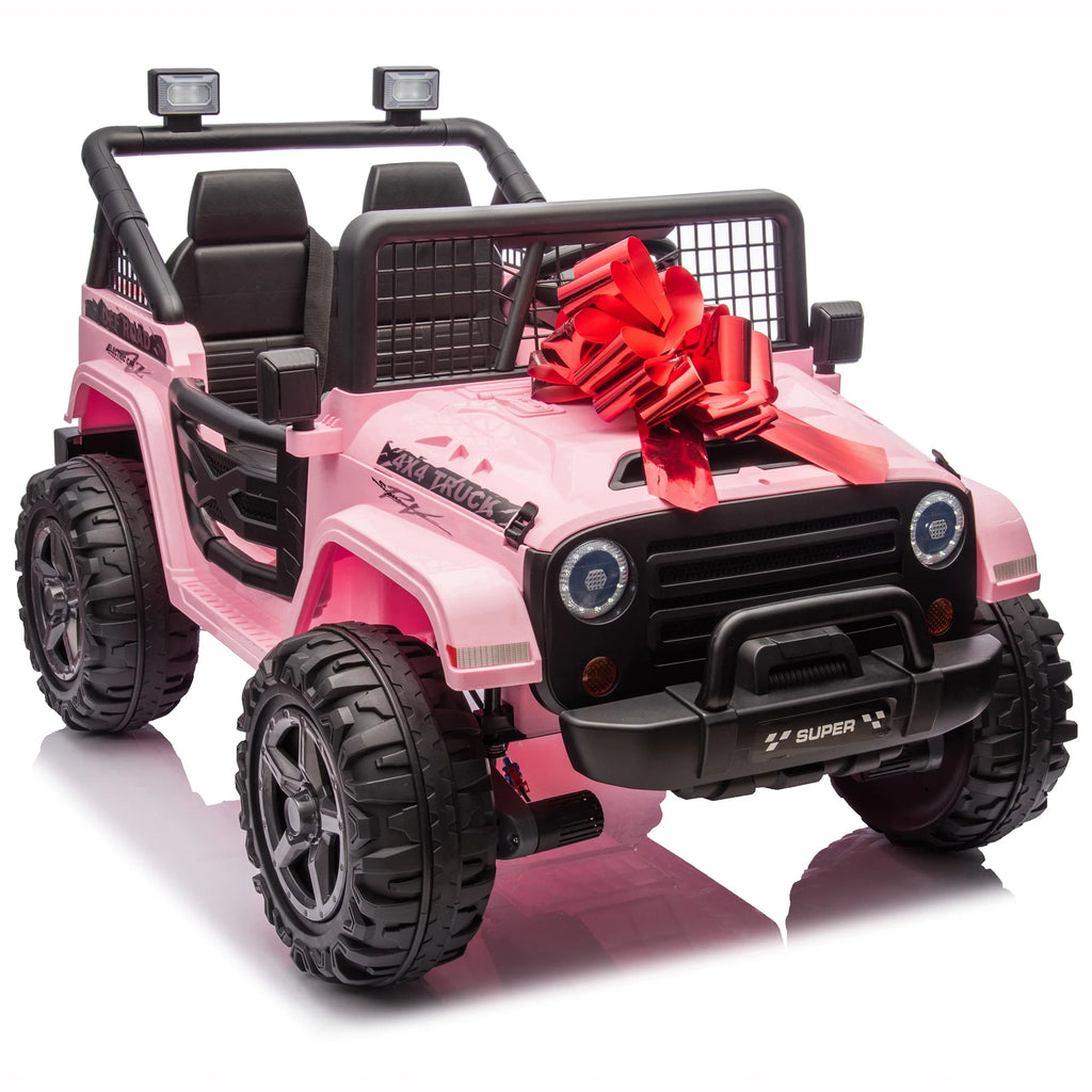 Joyracer 4WD 24 Volt Ride on Toys, 2 Seater Power Car wheels UTV with 800W Motors, Remote Control, Bluetooth Music, Spring Suspension, LED Light, Pink