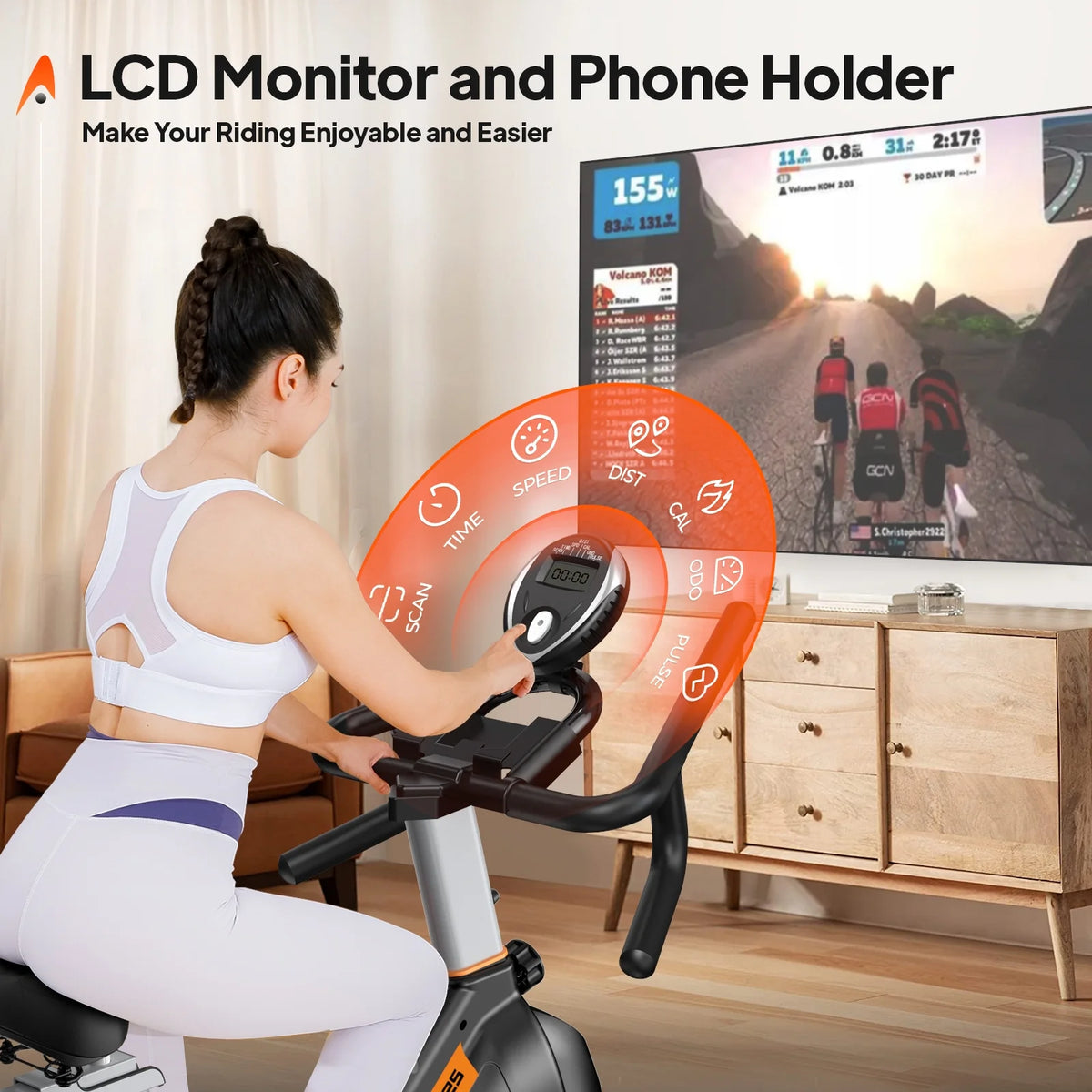 Pooboo Stationary Exercise Bike Indoor Cycling Bike Cycle Bicycle Adjustable Resistance for Home Office Cardio Workout Machine Max Weight 350 lbs