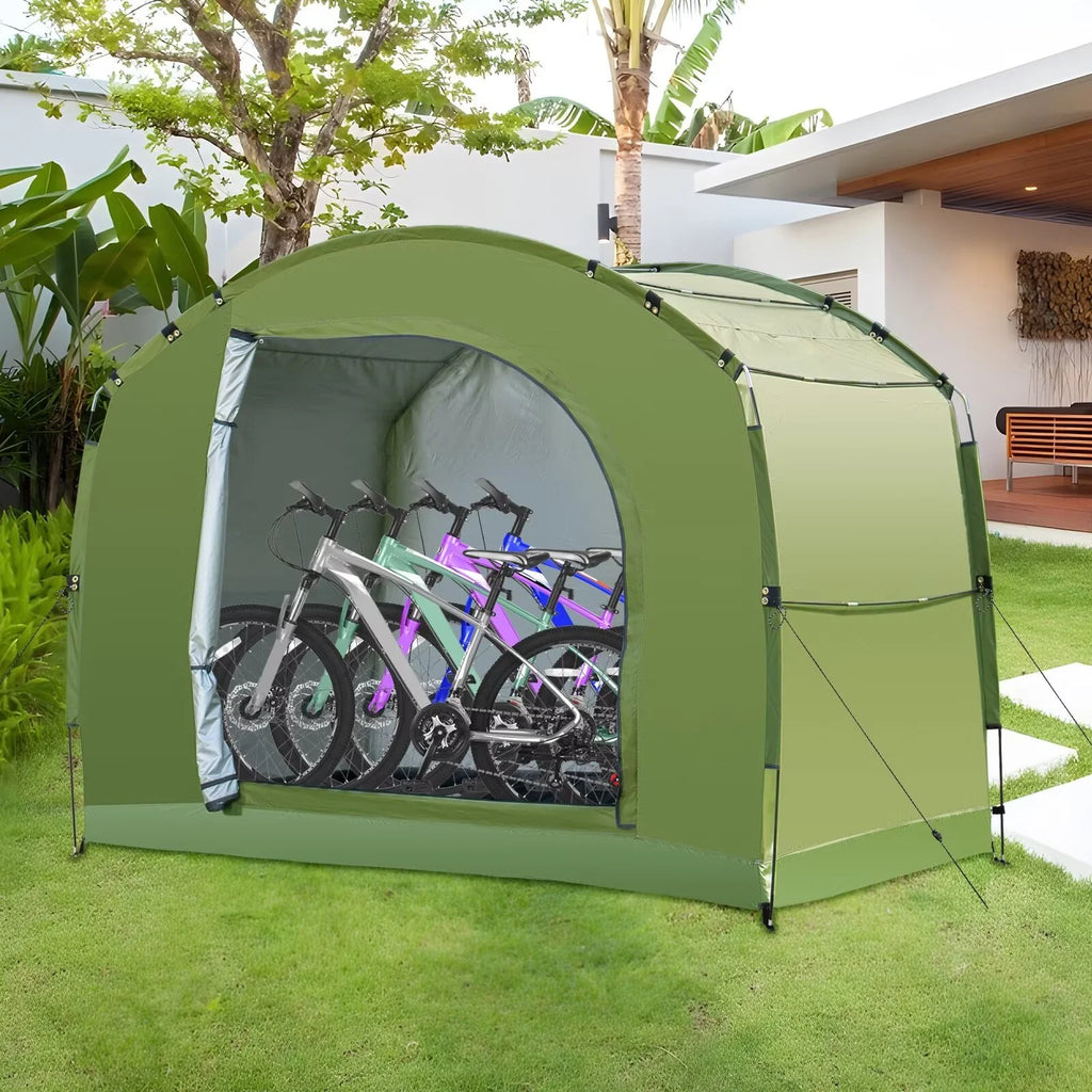 NAIZEA Large Bike Storage Tent, 47" Depth Storage for 6 Bikes Waterproof Outdoor Bicycle Cover, Lawn Mower Garden Tools Shed, Backyard Storage Room Tent Shelter W/Fixing Peg & Rop