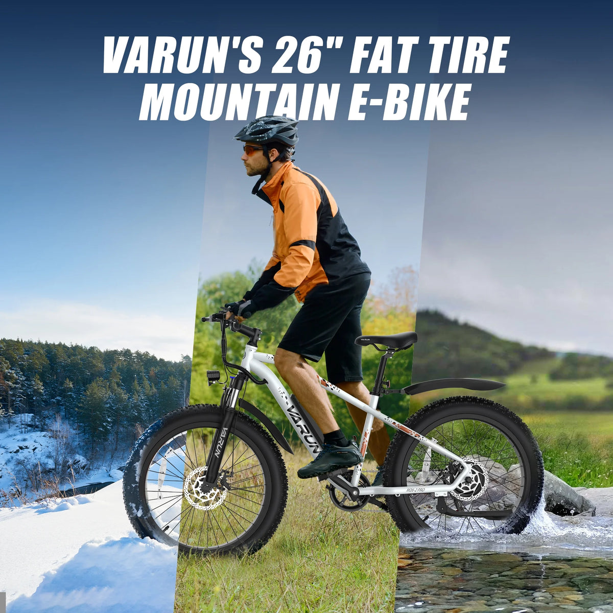VARUN Electric Bike for Adults, 26" Fat Tire Ebike with Peak 750W 48V 13AH Battery, Electric Mountain Bicycle for Men & Women with 25MPH 50Miles