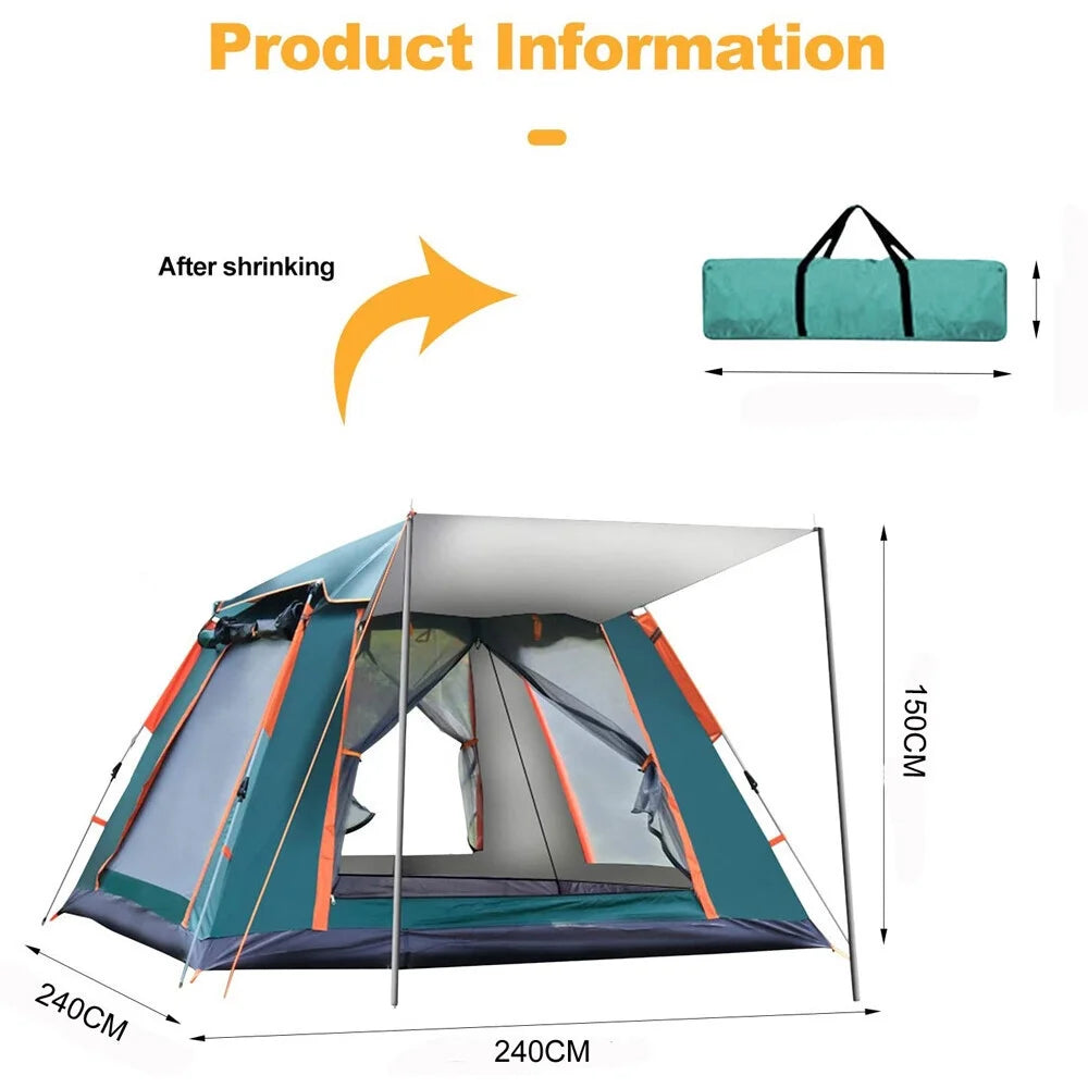 4 Person Family Camping Tent 4 Season Waterproof Anti-UV Windproof Tents Family