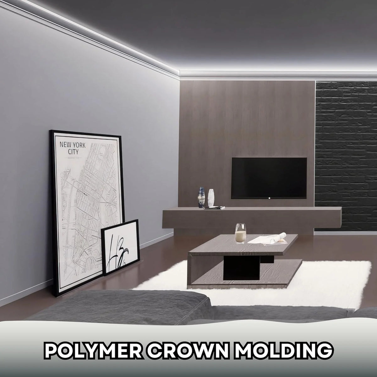 7-Piece 94.5 (55.12 ft) Crown Molding with Duct Kit for Seamless Ambient Home Accent Lighting | Waterproof Channel for Easy LED Strip Installation (CROWN MOLDING WITH LED DUCT)