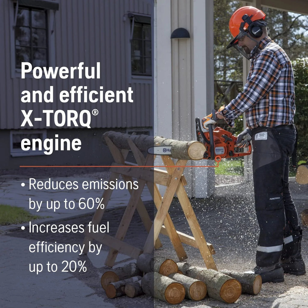 Husqvarna 120 Mark III Gas Chainsaw, 38-cc, 2-Cycle X-Torq Engine, 14 Inch Chainsaw with Automatic Oiler, For Wood Cutting and Tree Pruning