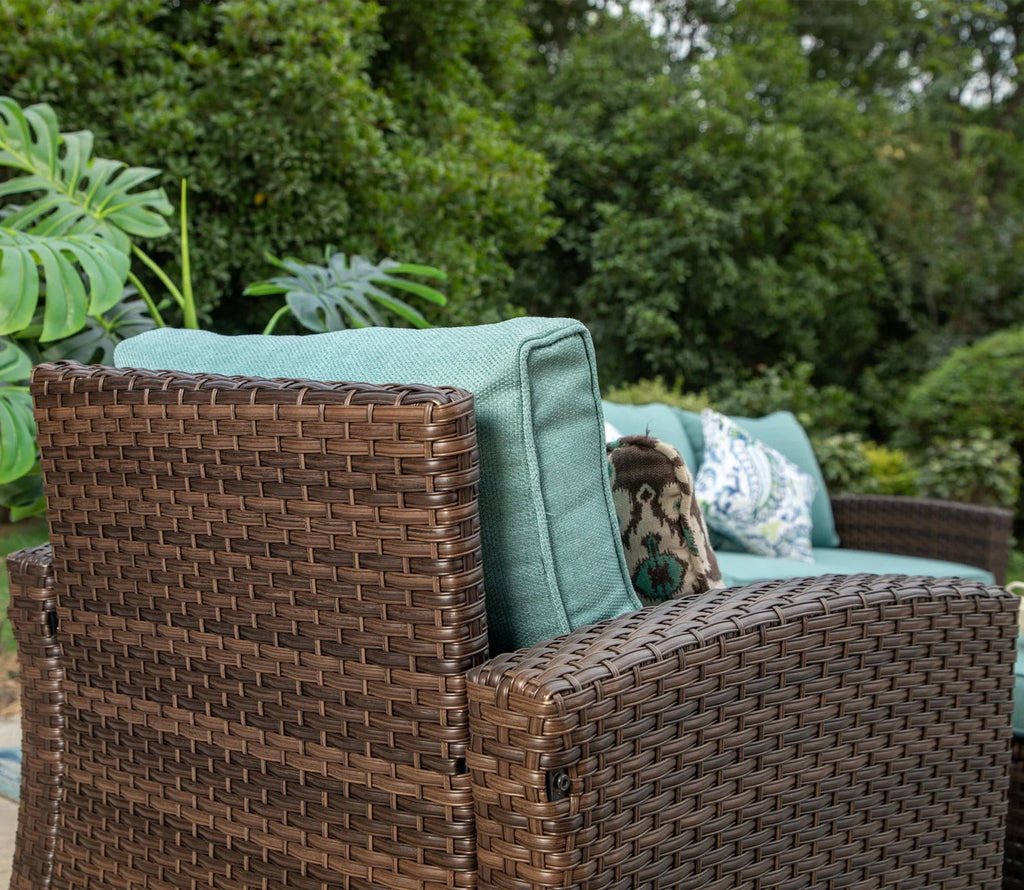 MF Studio 7-Seat Outdoor Patio Conversation Set Wicker Furniture Sofa Set Blue