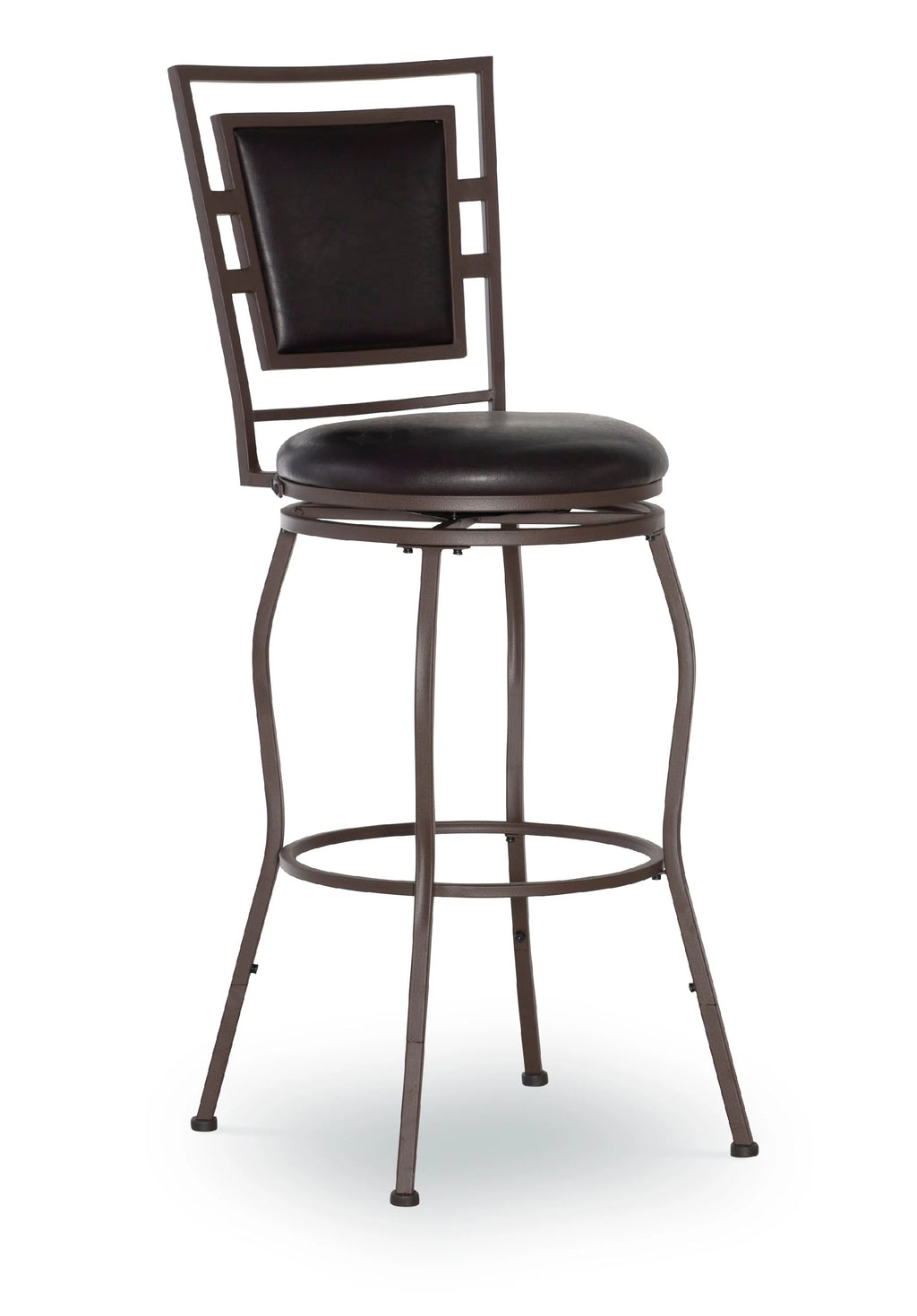 Linon Nora 3-Piece Swivel Bar Stool Set, 24"-30" Adjustable Seat Height, Dark Brown Finish with Dark Brown Vinyl Fabric