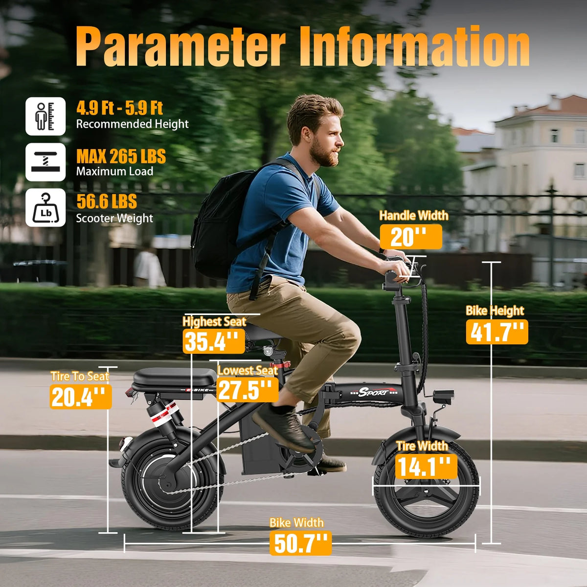 ASKGO 1200W Peak Motor ,Folding Electric Bike for Adults Teens ,14'' Commuting Bike, Max 28MPH/35 Miles E-Bike ,3 Speed  Double Mini Electric Bike, UL2849