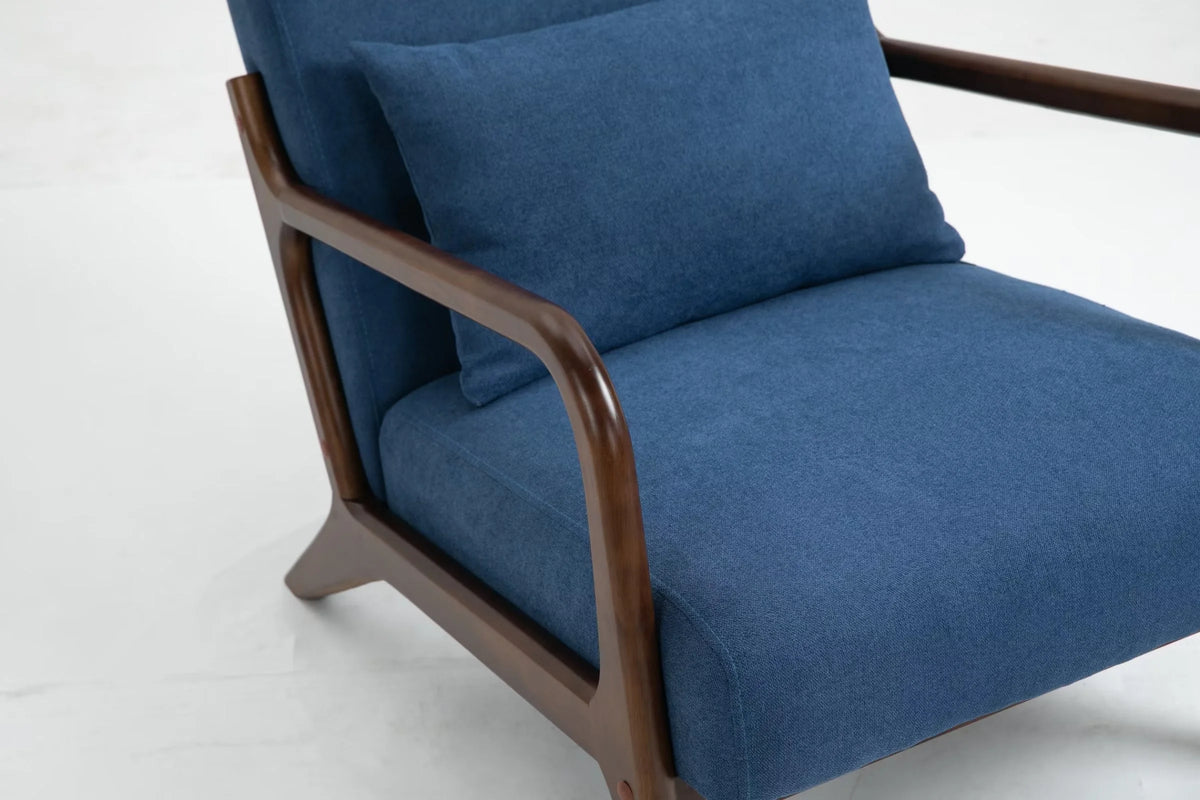 Modern Accent Chair, Upholstered Armchair with Wood Frame, Bronzing Cloth Single Sofa Chair with Lumbar Pillow for Living Room Bedroom Apartment, Orange
