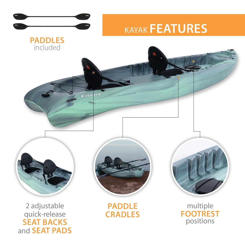 Lifetime Envoy 10.5 Ft. Sit-on-Top Tandem Kayak, Sky Fusion (91192)