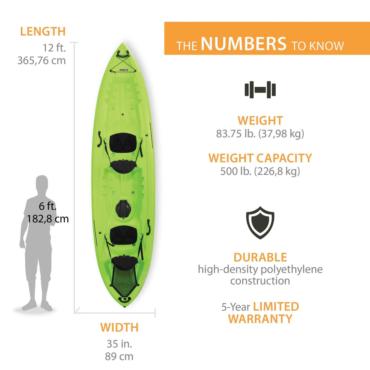Lifetime Spitfire 12 ft Tandem Kayak, Sunset Fusion (90915)