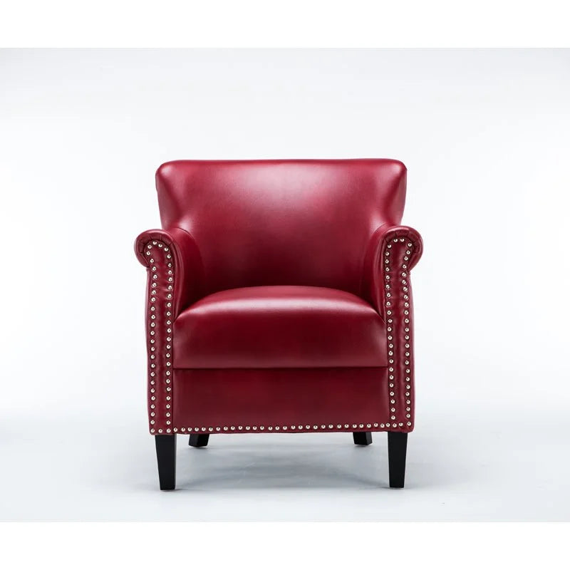 Comfort Pointe Holly Navy Blue Faux Leather Club Chair with Nail Head Trim