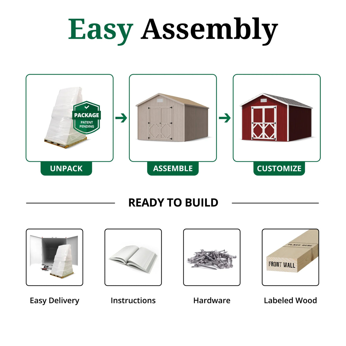 Little Cottage Co. 8x8 Classic Gable Shed, Outdoor Wood Storage Shed Do-It-Yourself Precut Kit