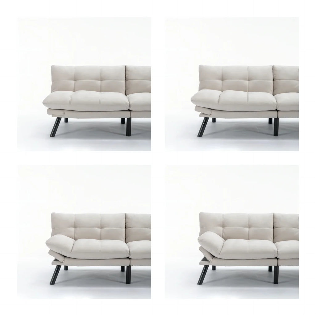 PAPROOS Convertible Sofa Bed, Folding Futon Sofa Bed, Upholstered Sofa Bed Couch, Loveseat Sleeper Sofa for Small Space, Apartment, Living Room, Cream