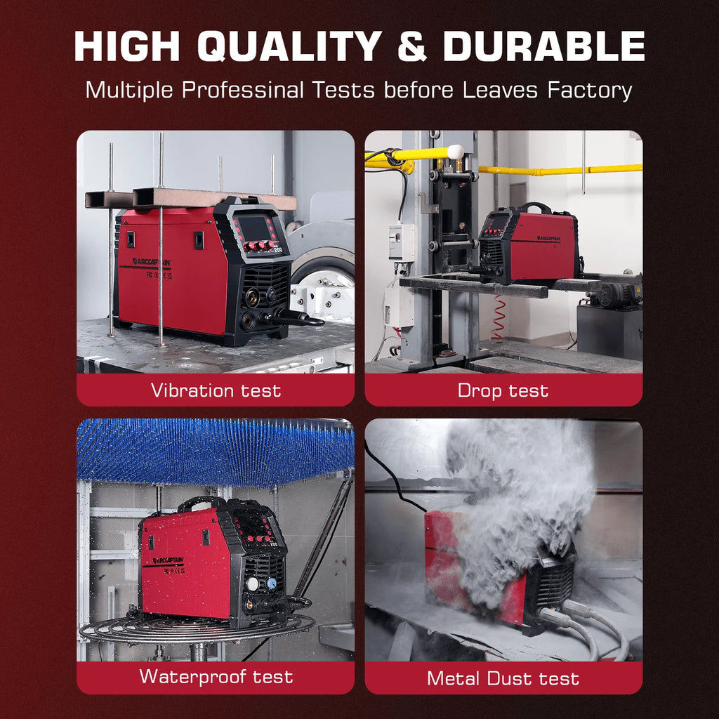 ARCCAPTAIN 6 in 1 MIG Welder Machine, 200A Gas Welders w/ Flux Core MIG/Stick/Lift TIG/Spot Welding/Spool Gun Function