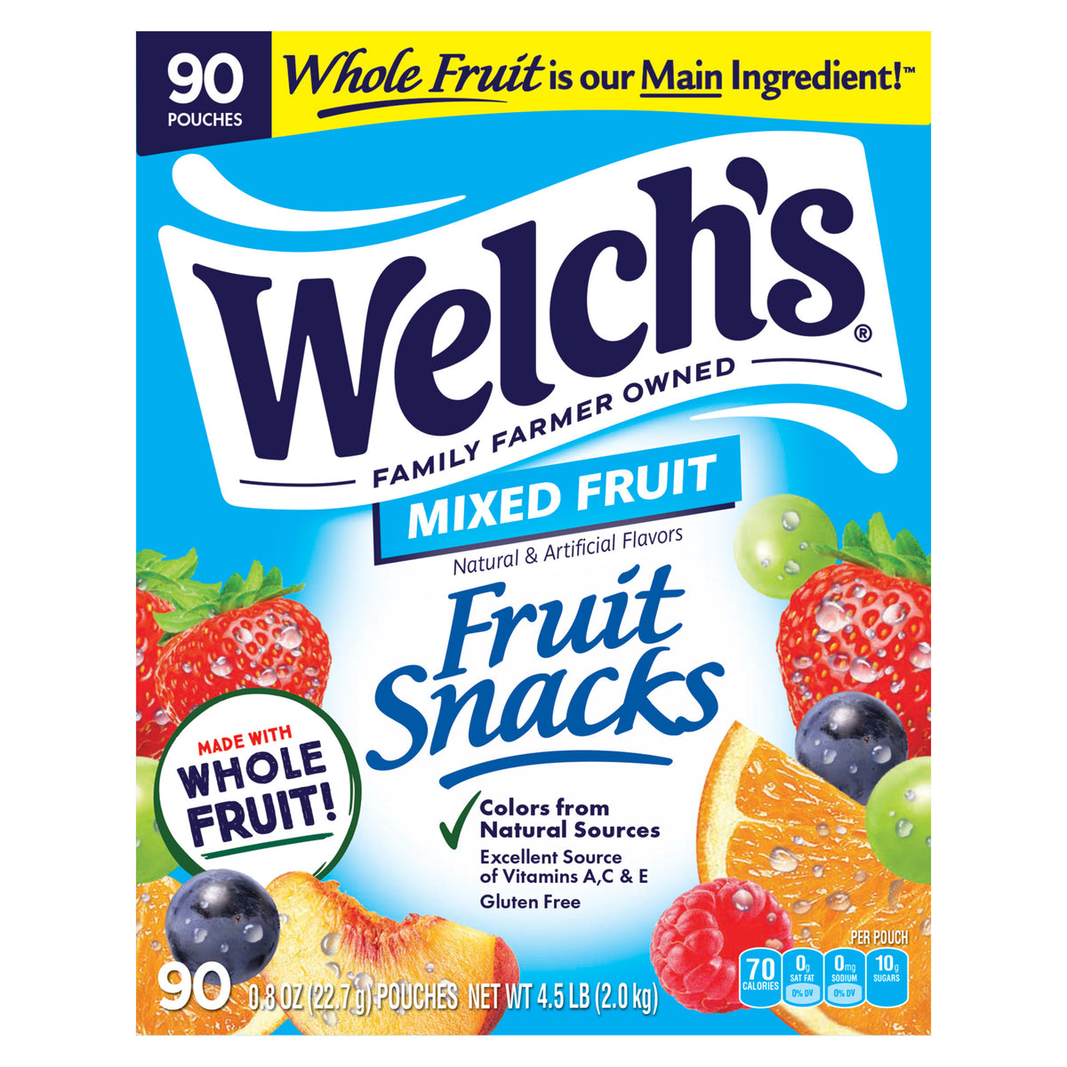 Welch’s Fruit Snacks, .8 oz, 90-count