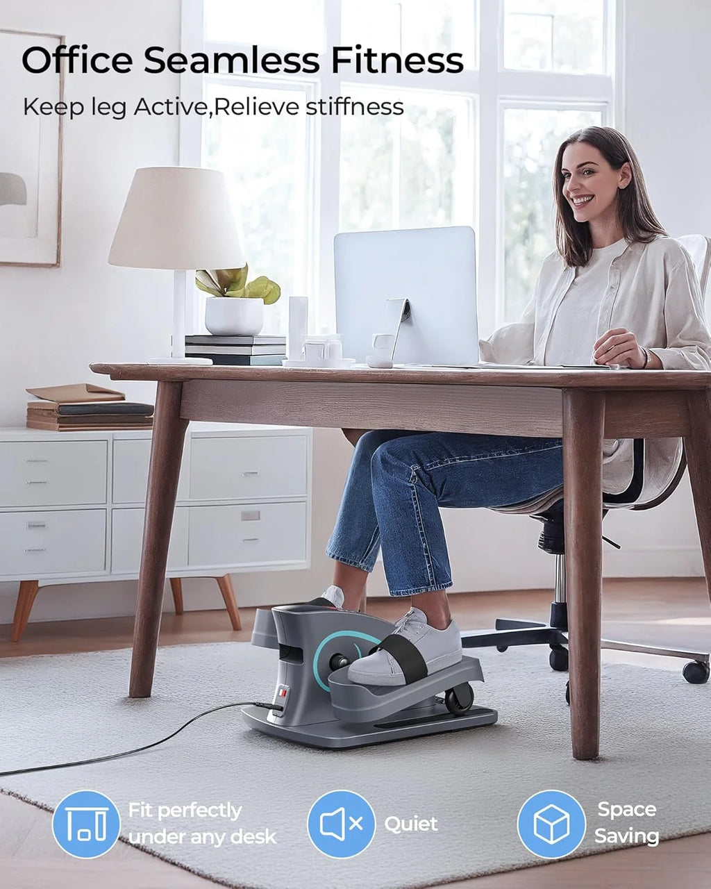 UPGO Under Desk Ellipticals Electric, Elipse Leg Pedal Exerciser for Seniors Fully Assembled, Seated Pedal Exerciser with Remote Control & Non-Slip Pedals