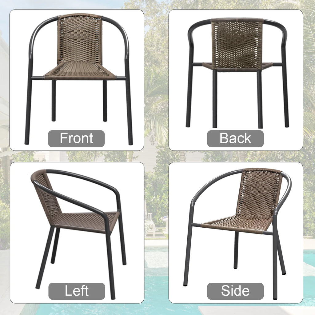 Gaildon Pack Medium Brown Rattan Indoor-Outdoor Restaurant Stack Chair | Versatile and Stylish Seating