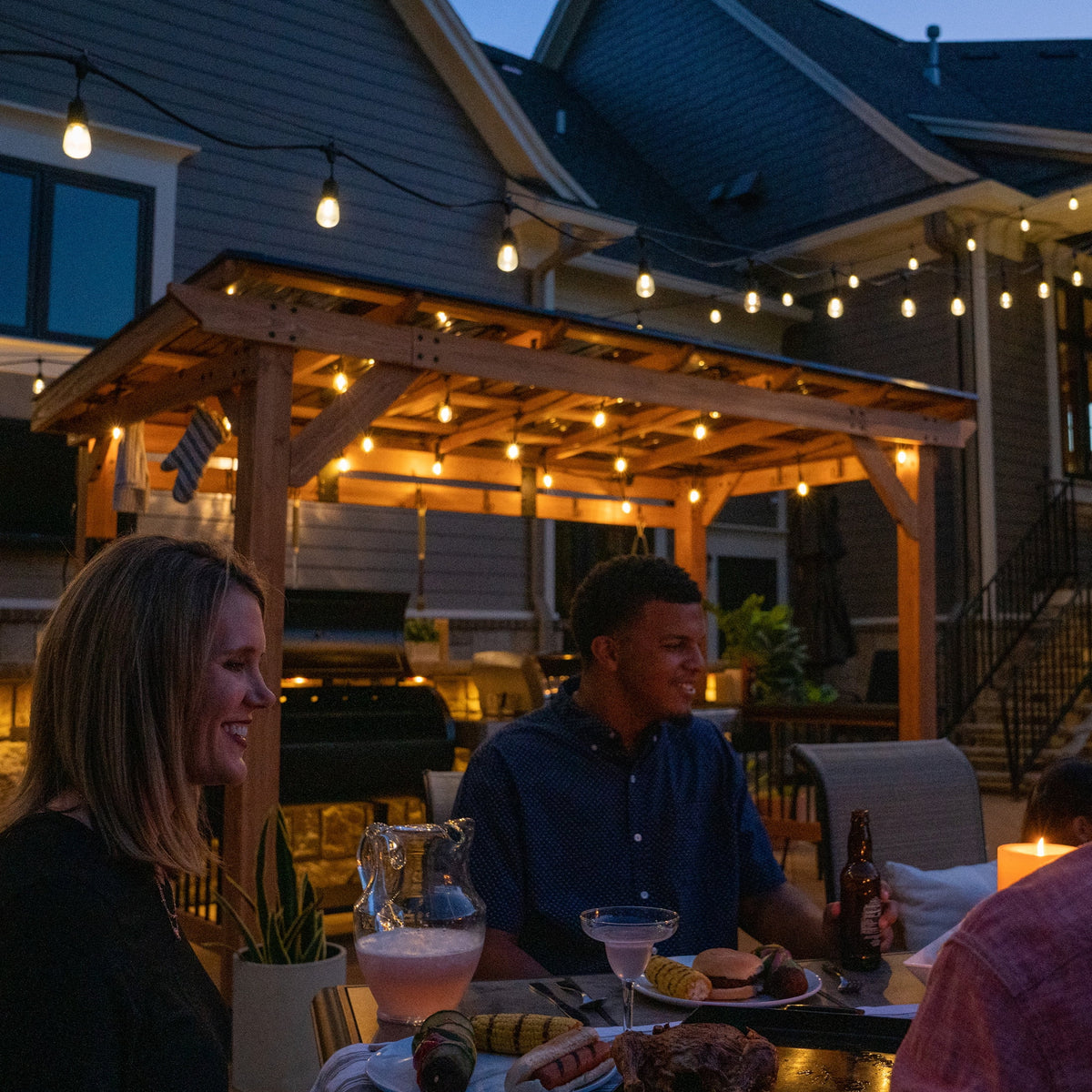 Backyard Discovery Saxony XL 12'x6' Cedar Grill Gazebo, Galvanized Steel Roof, Bar Tops