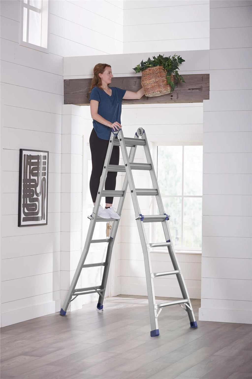COSCO 18ft Reach Height Aluminum Multi-Position Ladder ,300 lb. Load Capacity Type IA Duty Rating