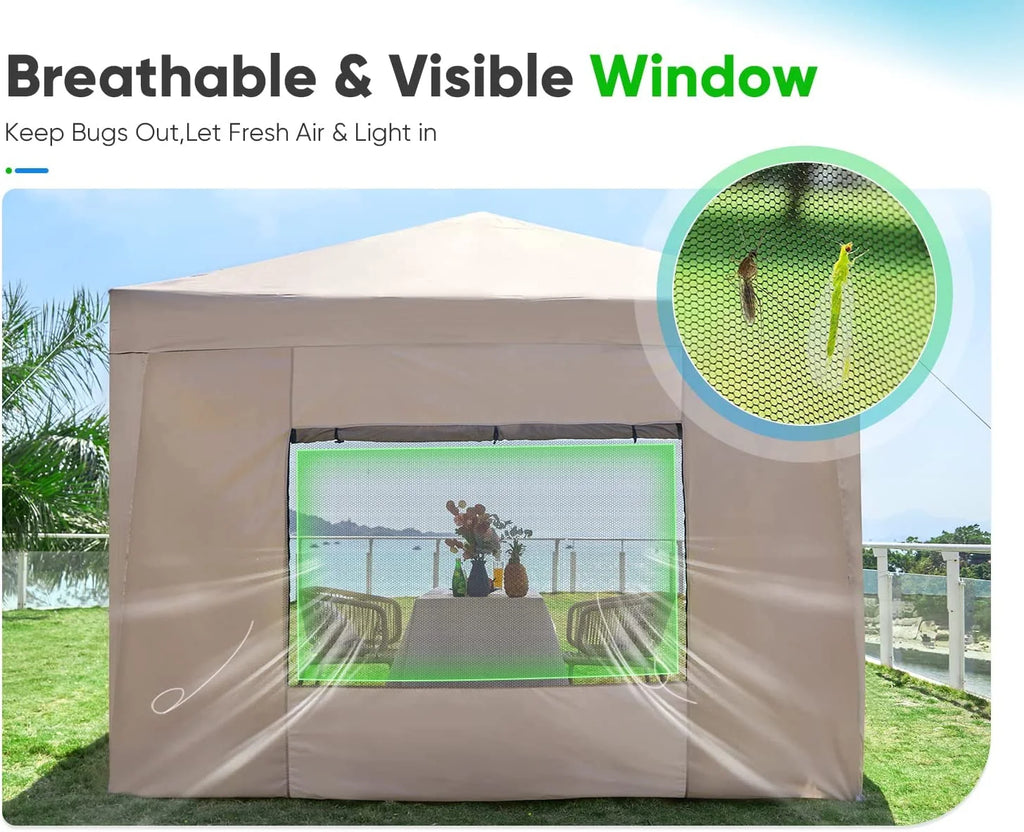 Quictent 8'x8' Pop up Canopy Tent with Sidewalls Instant Outdoor Gazebo Canopy Tent Shelter Enclosed Waterproof, with Wheeled Bag (Pink)