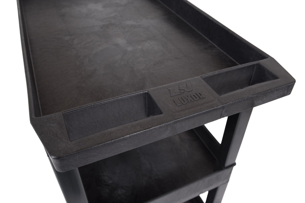 Luxor Rolling 3-Shelf Utility Cart, HDPE Black