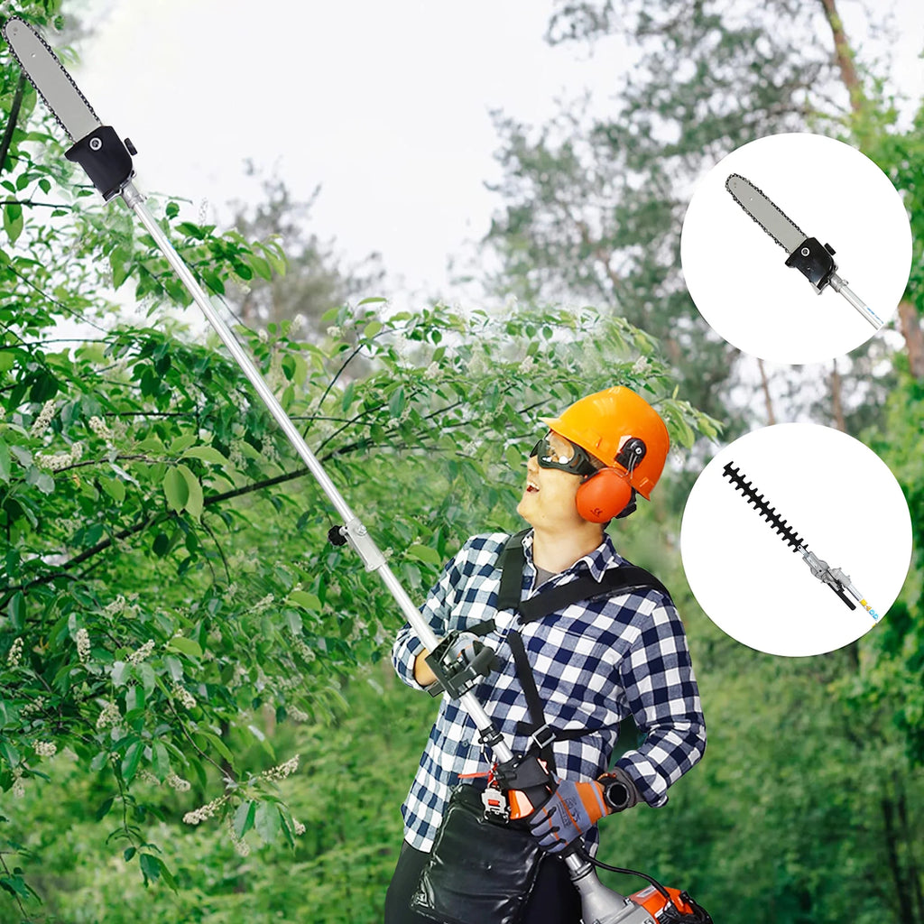 SYNGAR 10-in-1 Grass Trimmer Weed Eater Combos, 52CC 2-Cycle Full Crank Shaft Gas Powered Weed Eater with Gas Pole Saw, Hedge Trimmer and Brush Cutter, Grass Trimming Tool for Garden, Lawn Care