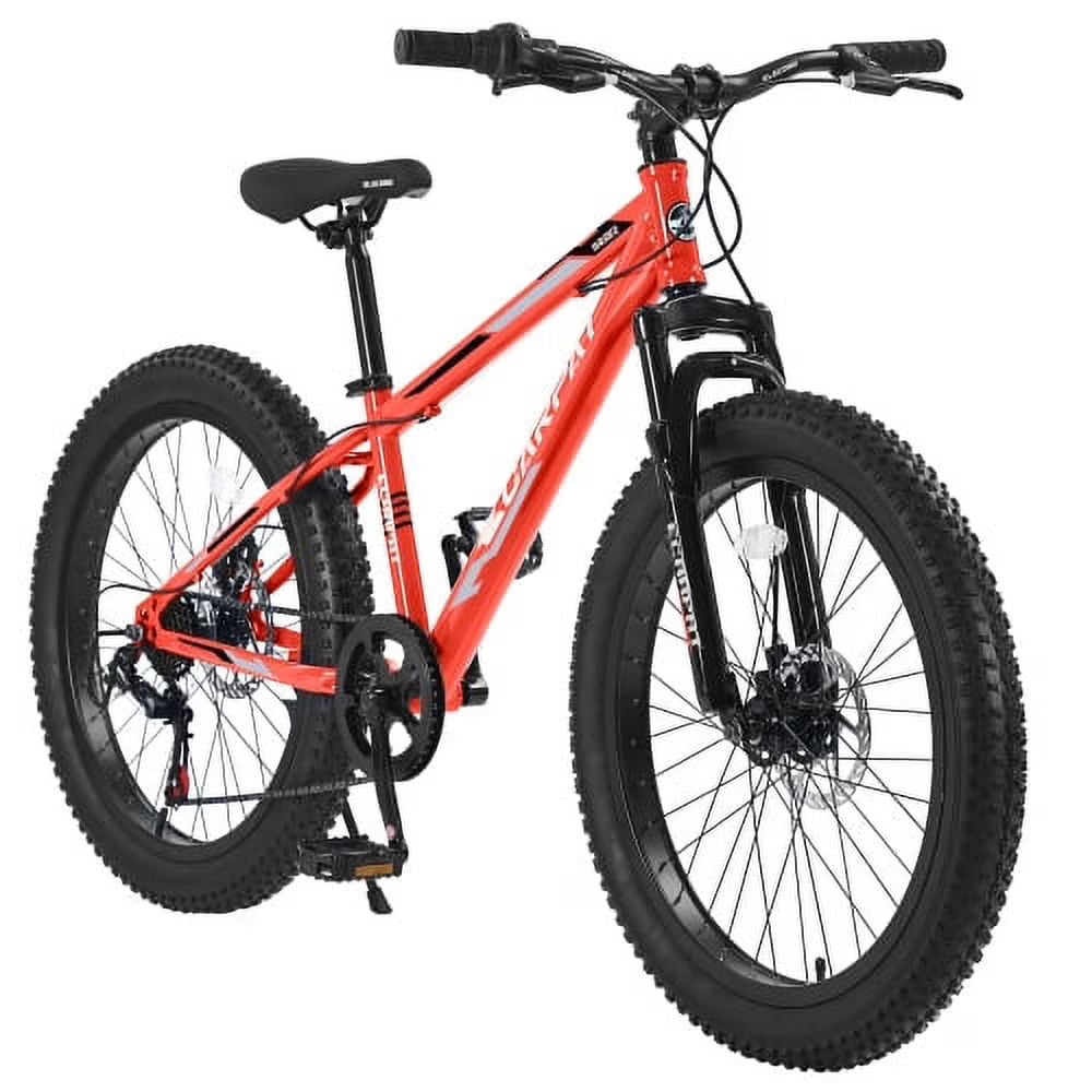 Ambifirner 26 inch City Bike Fat Tire Mountain Bike - Full Shimano 21 Speed - Dual Disc Brake - High-Carbon Steel Frame - Front Suspension for Gift