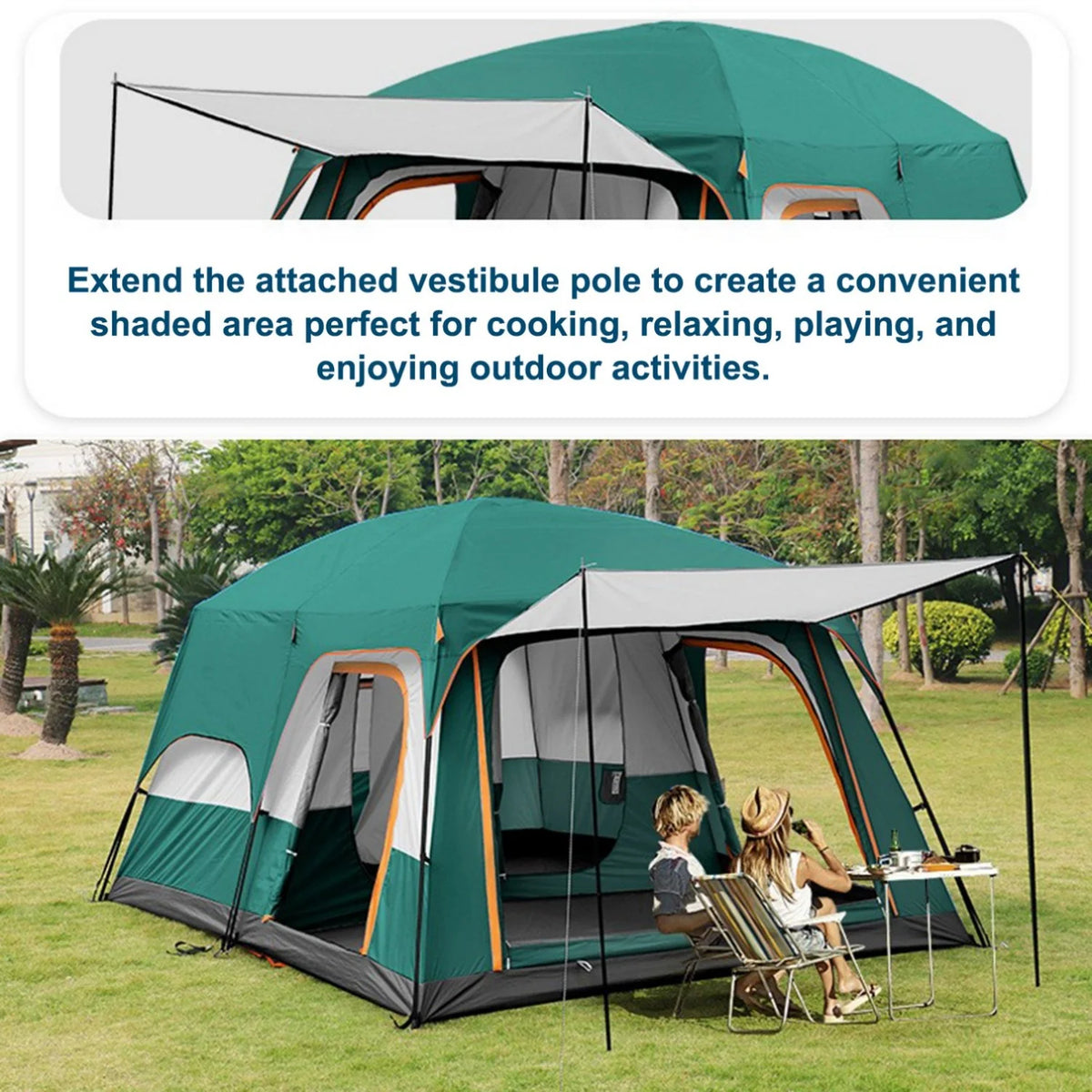 Mapskey 4 Person Tent for Camping , Family Cabin with Mesh Door Ventilation Windows for Beach Hiking Backpacking