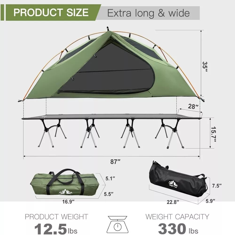 Night Cat Camping Cot Tent Waterproof 1 Person Off-Road Combo