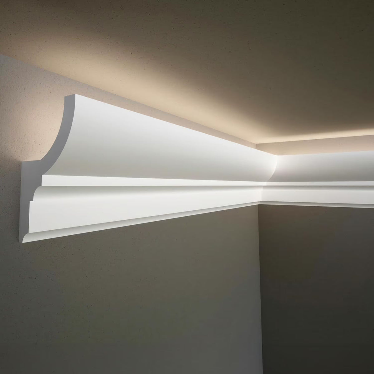 7-Piece 94.5 (55.12 ft) Crown Molding with Duct Kit for Seamless Ambient Home Accent Lighting | Waterproof Channel for Easy LED Strip Installation (CROWN MOLDING WITH LED DUCT)