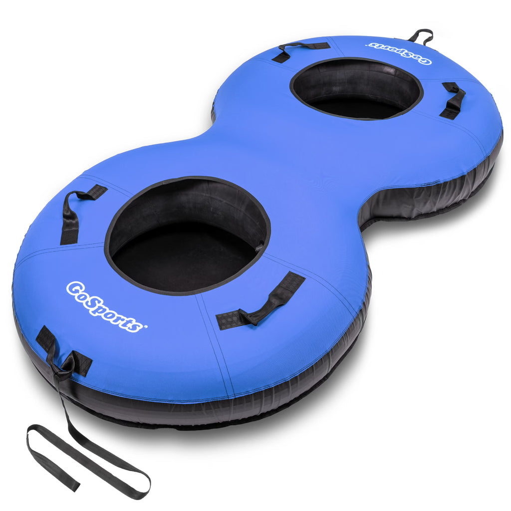 GoSports Heavy Duty 2 Person Winter Snow Tube with Premium Canvas Cover - Blue