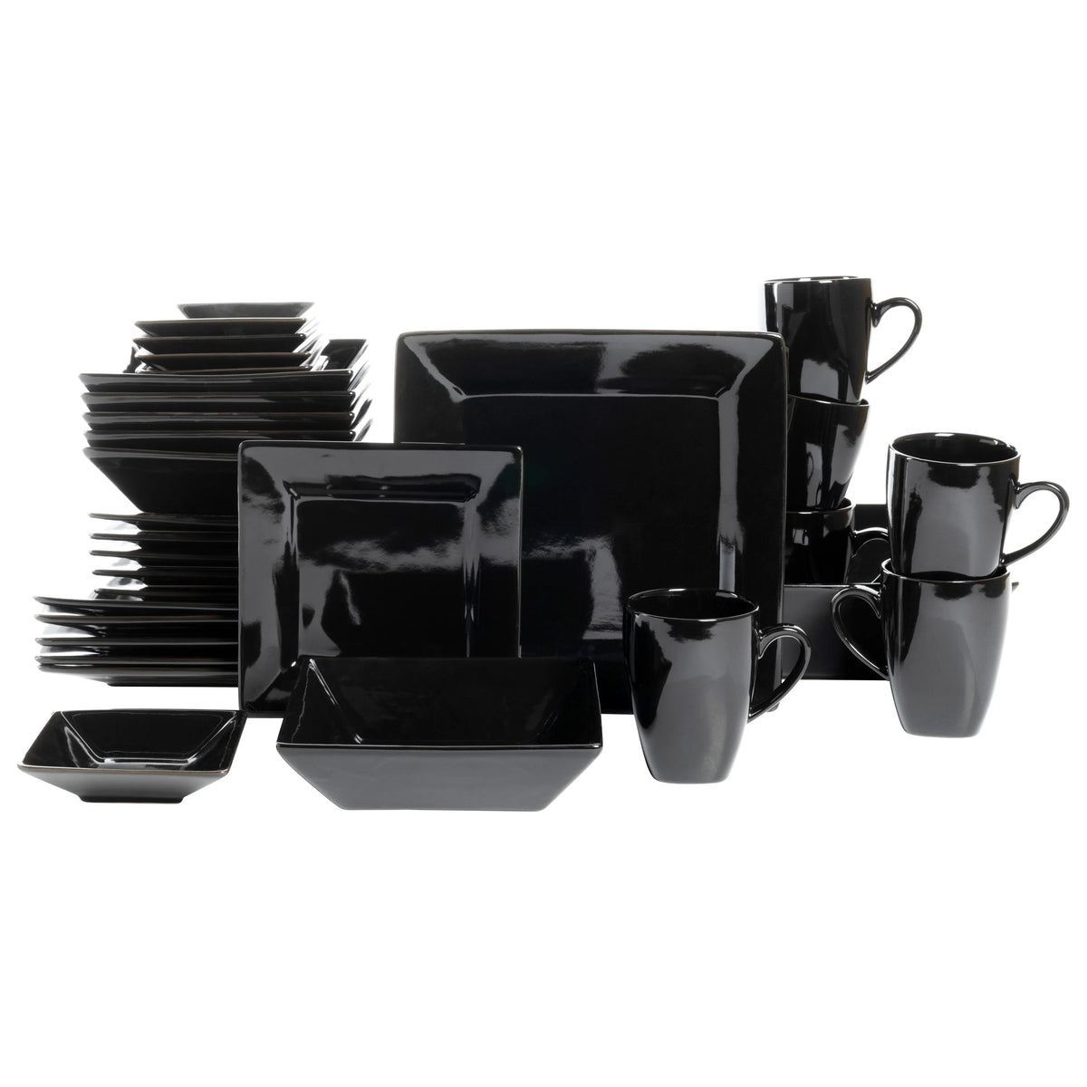 10 Strawberry Street Nova Square 40 Piece Stoneware Dinnerware Set, Gray