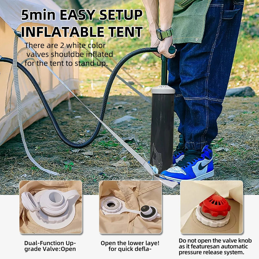 Inflatable Tents for Camping, Large Inflatable Camping Tent with Hand Pump, Easy Setup Tents for 4-6 People, Portable Glamping Tent