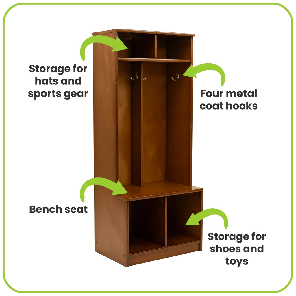 Little Partners Locker Cabinet Cubby Organizer, Learn 'N Store Wooden Classroom Cubbies Compartment Lockers for Storage of Toddlers and Kids Coats, Equipment, Backpacks - Espresso