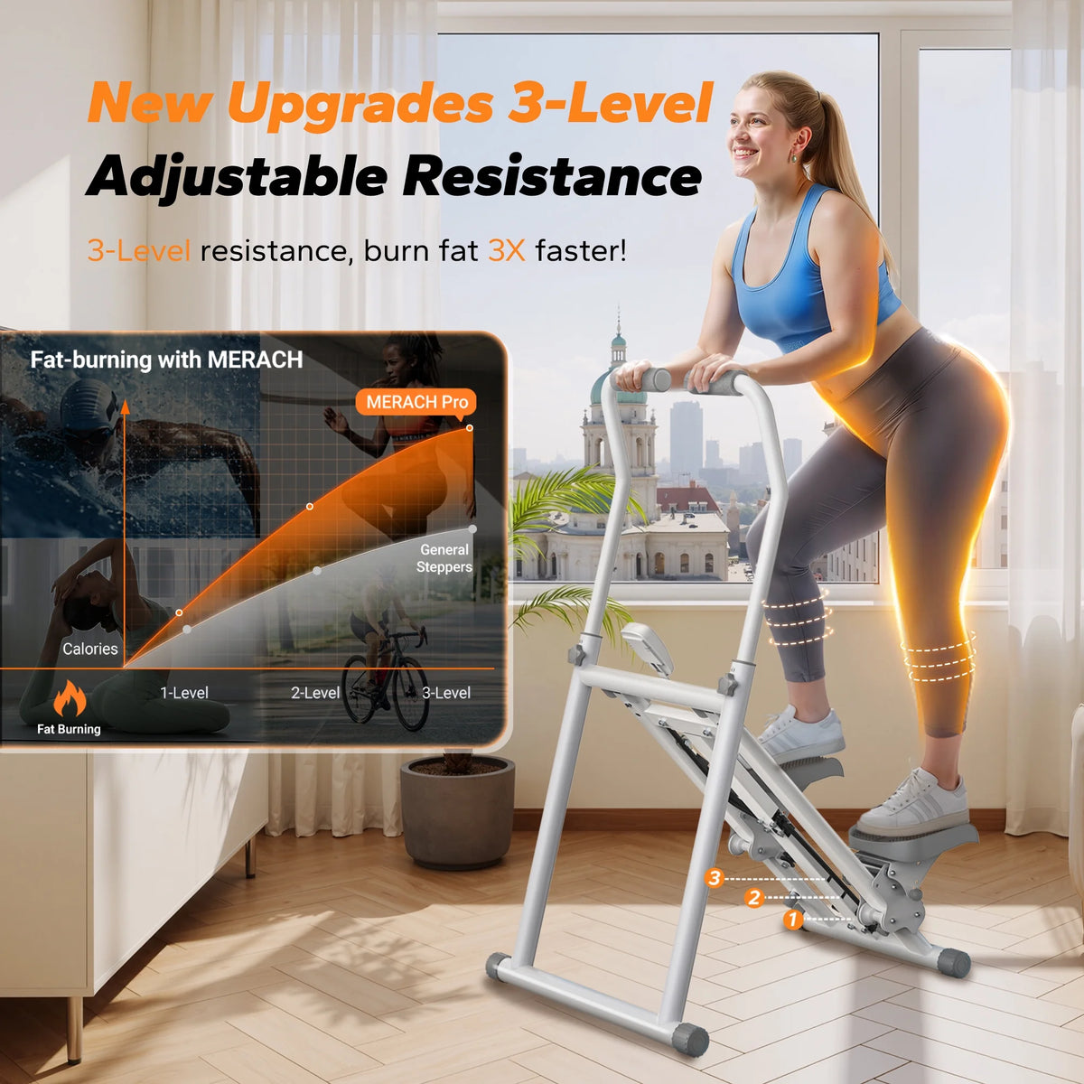 MERACH Stair Stepper for Home Compact Foldable Vertical Climber - Full-Body Workout Stepper, Home Gym Cardio Exercise Equipment